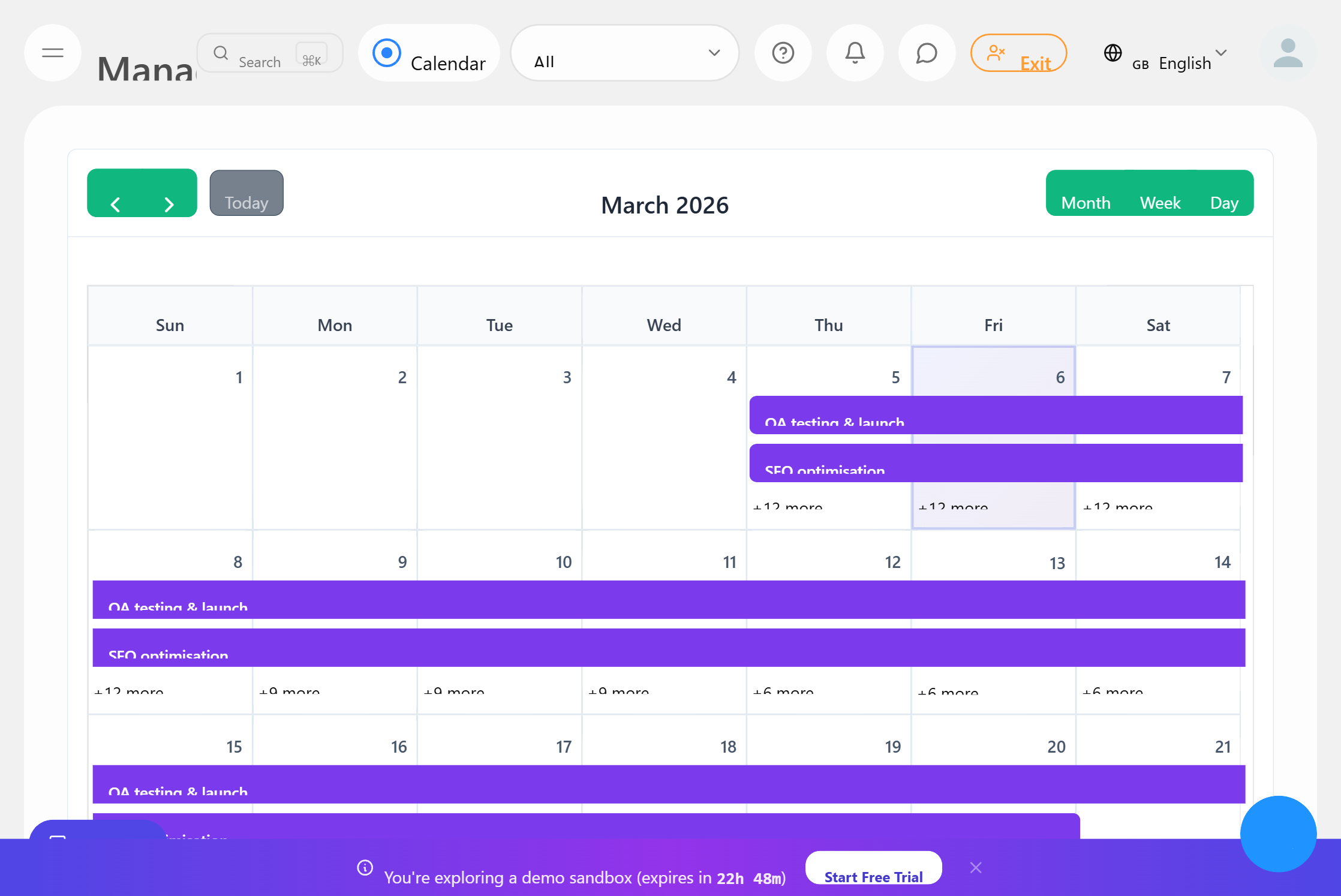 Calendar View - Mewayz